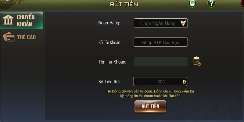 Rút tiền B52 club thông qua ngân hàng đơn giản, dễ thao tác chỉ với 3 bước