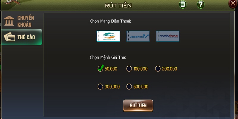 Rút tiền qua thẻ cào điện thoại cũng được coi là phương thức được yêu thích