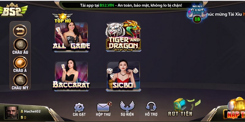 Casino ở B52 club cung cấp trò chơi xóc đĩa trực tuyến chất lượng