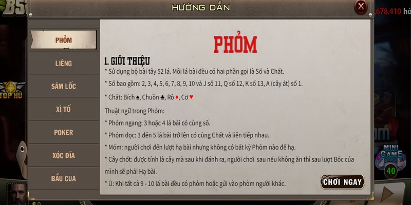 Hội viên tham gia phỏm B52 club sẽ chơi lượt theo chiều kim đồng hồ 